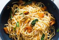 Golden Roasted Pumpkin Linguine and Spinach