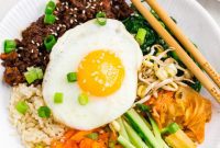 Vibrant Korean Bibimbap Beef Bowls