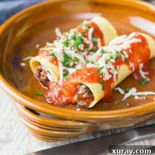 Lasagna Roll Ups on a plate, ready to be served.