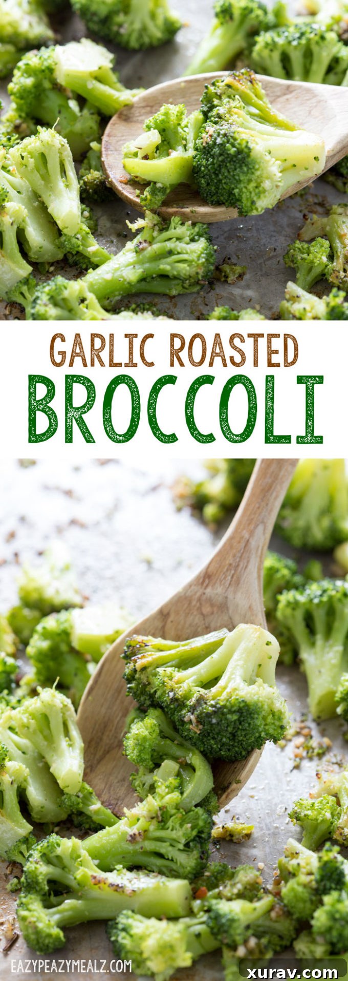 Pin this recipe for later: Garlic Roasted Broccoli, a truly flavorful, easy, and healthy side dish perfect for meal planning and quick dinners.