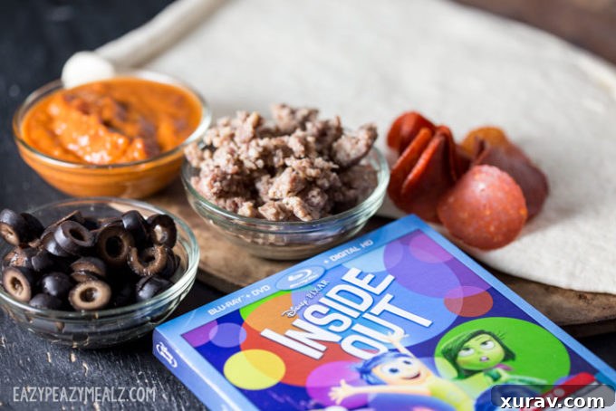 Fresh ingredients laid out for making homemade calzones