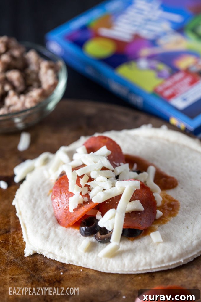 Kids assembling their own customizable calzones with various fillings