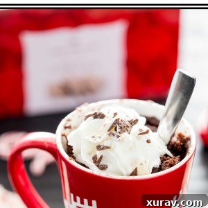 A holiday molten mug cake with peppermint and chocolate!