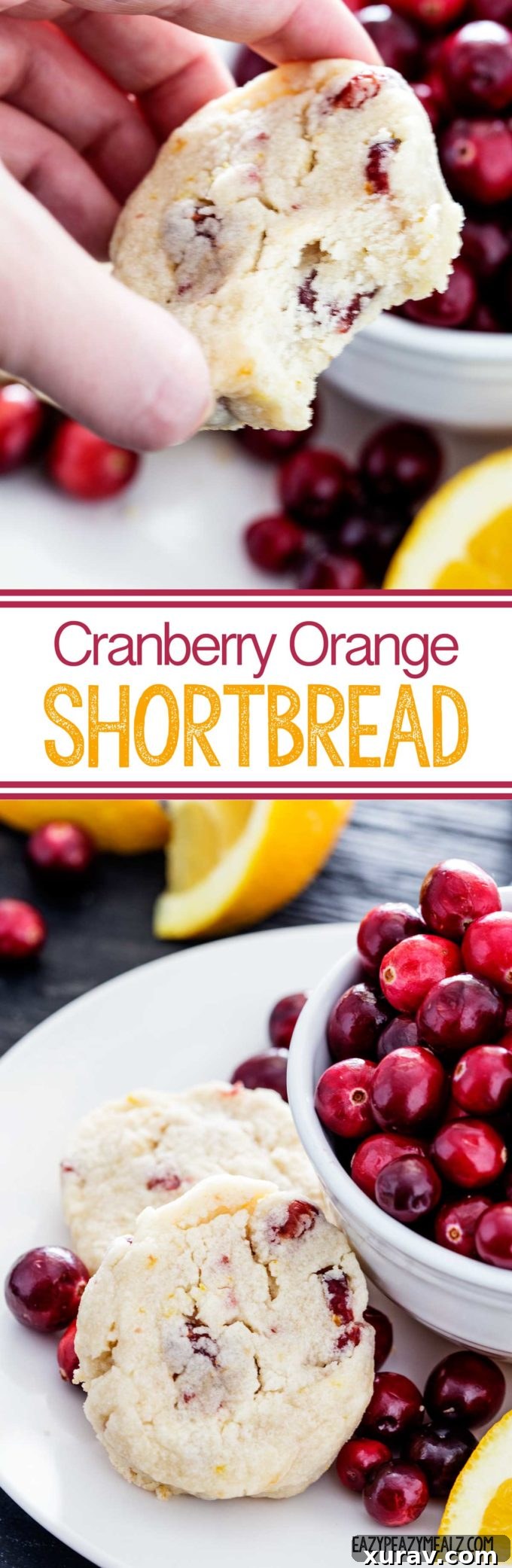 An easy to make, and flavorful Cranberry Orange Shortbread. Great for holiday entertaining. Make these cookies ahead and freeze for easier prep during the holidays. 