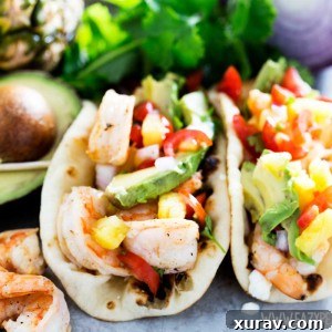 Naan Shrimp Tacos with Pineapple Salsa
