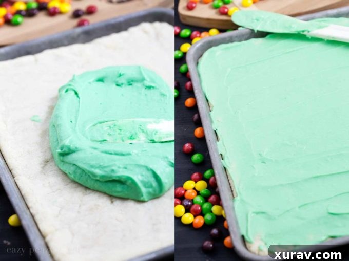 Process shot of mixing ingredients for football sugar cookie bars.