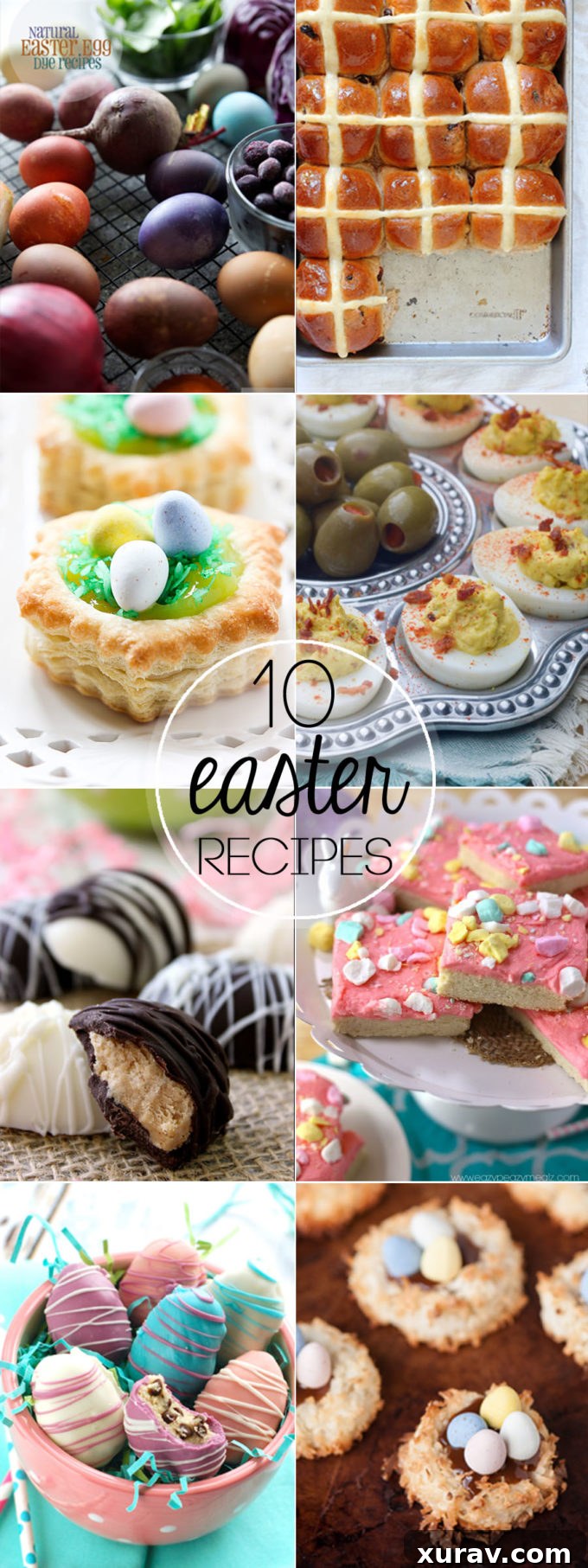Pinterest pin showing a collage of delicious Easter recipes and treats, perfect for Easter celebration planning