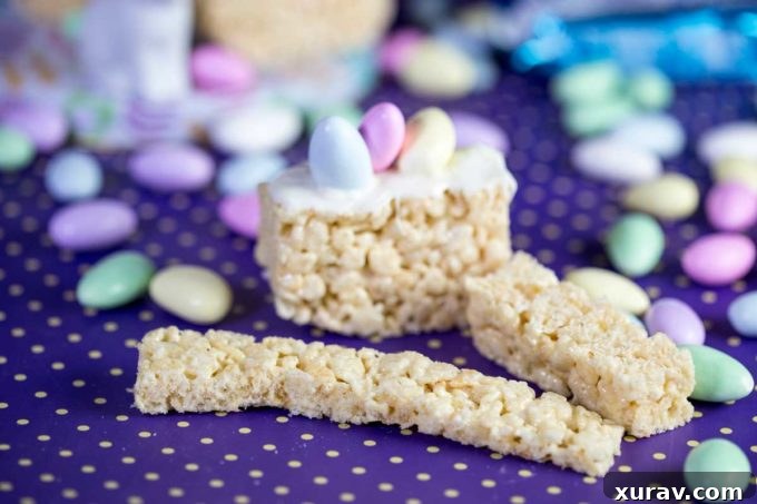 Step 5: Attaching the Rice Krispies Treat handle to the basket base with melted chocolate, forming a graceful arch.