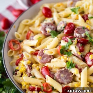 Creamy jalapeno pasta with chicken apple sausage