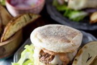 Swiss Muffin Cheeseburgers with Savory Rosemary Wedges