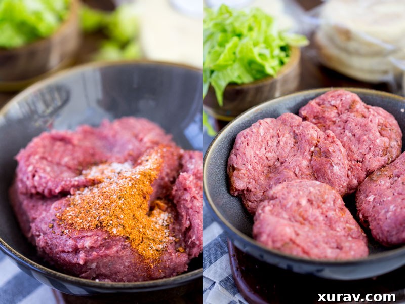 ground beef with seasoning for the burgers 