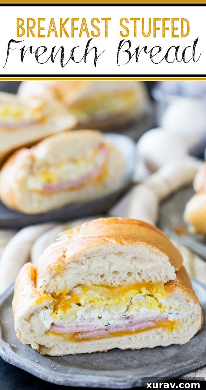Breakfast stuffed french bread is a quick and easy meal solution