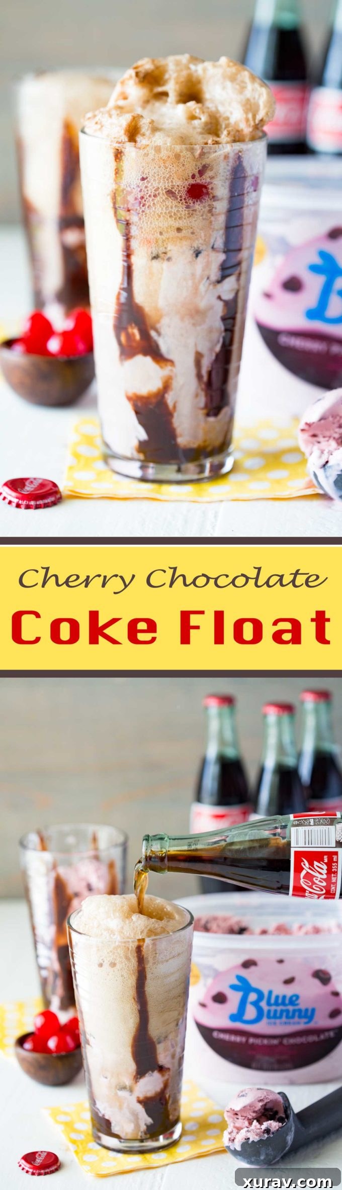 Cherry Chocolate Coke Float is a flavorful ice cream float! Pin this recipe.