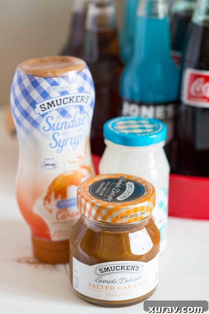 Assorted Smucker's sundae syrups and toppings