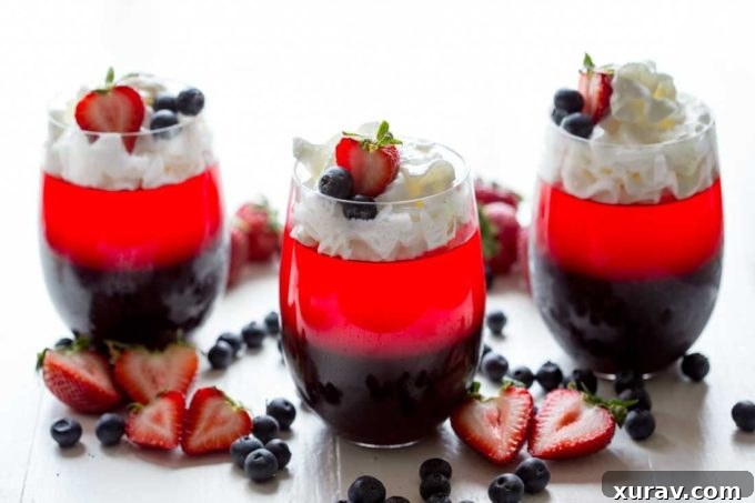 Layered Patriotic jello cups
