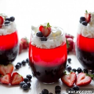 Layered Patriotic jello cups