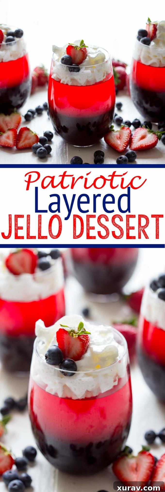 A layered patriotic jello dessert that is as tasty as it is easy to make!