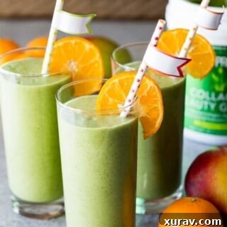 Mango Green Smoothie made with collagen beauty greens