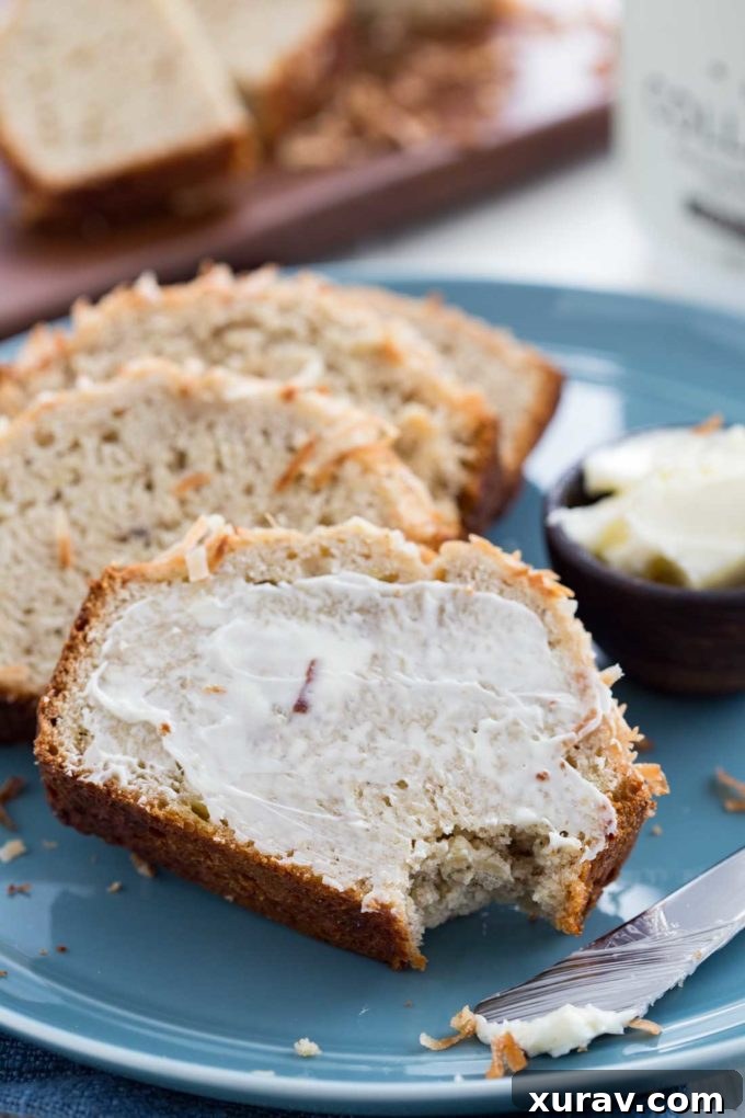 Coconut Vanilla Banana Bread, a protein rich bread, a simple banana bread recipe, healthy quick bread
