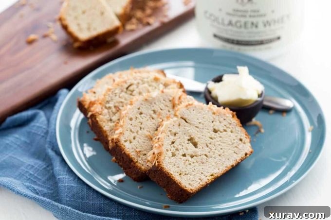 Protein rich breakfast, Slices of coconut vanilla banana bread, easy banana bread, healthy breakfast option