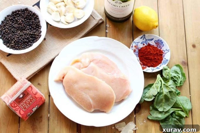 A flavorful dinner, Lemon Butter Chicken, savory chicken dinner with spinach