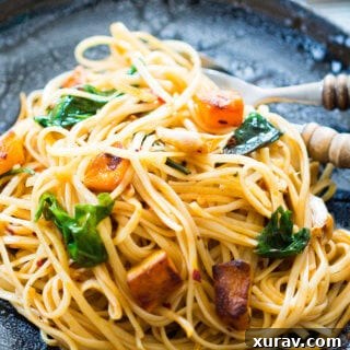 Roasted Pumpkin Spinach Linguine