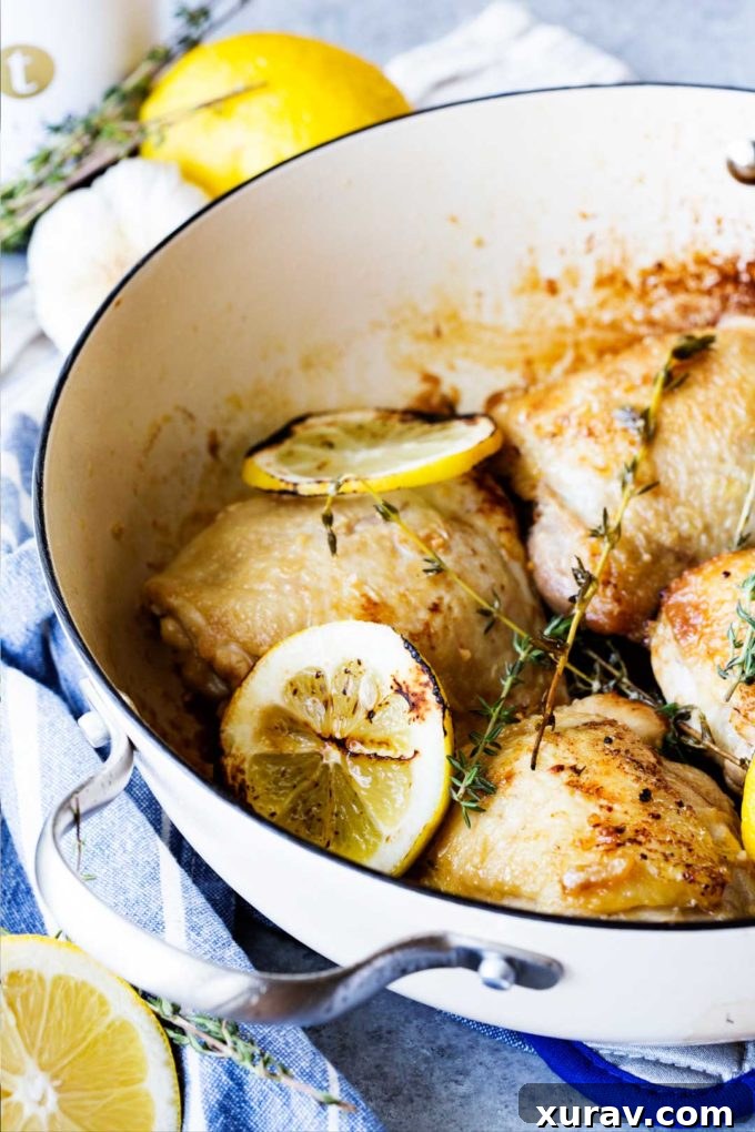 Skillet Garlic Lemon Chicken with White Wine Sauce – Golden brown chicken with a flavorful sauce
