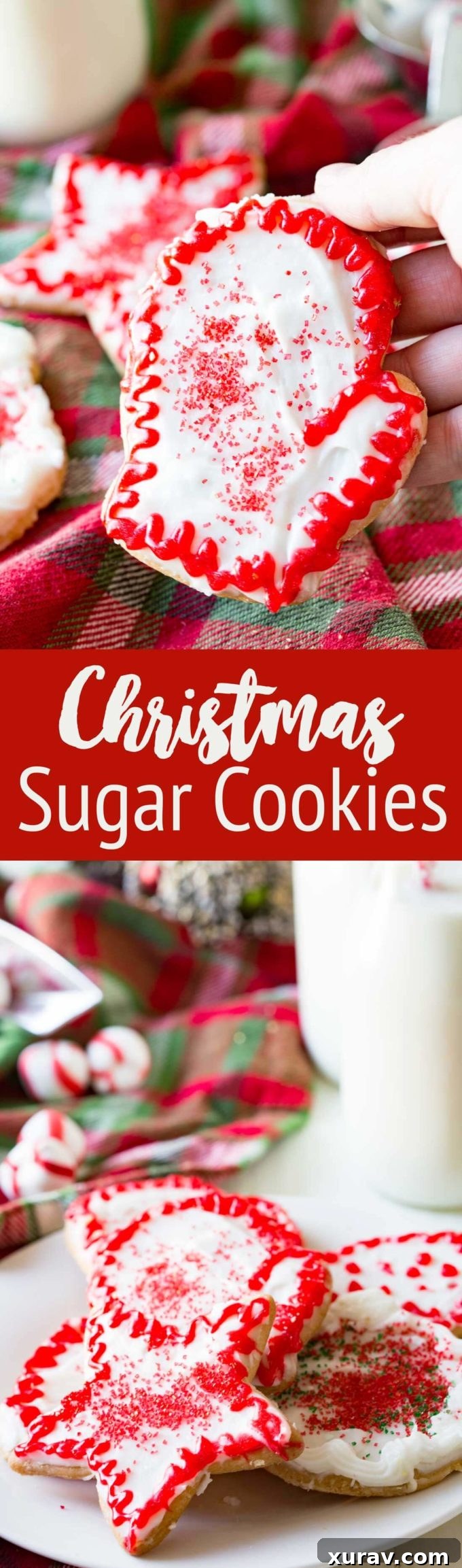 Christmas Sugar Cookies that are cut out cookies, topped with frosting, and excellent for decorating and eating. 