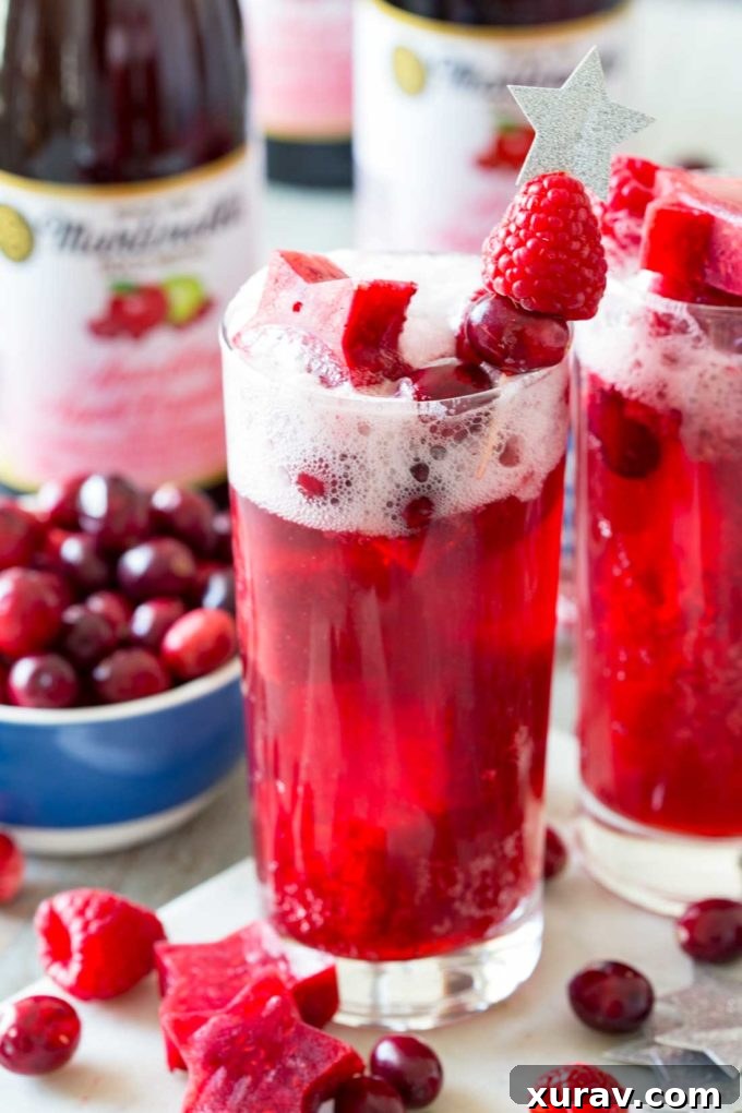 Cranberry Apple Raspberry Sparkling Brunch Punch is easy to make, impressive, and delicious