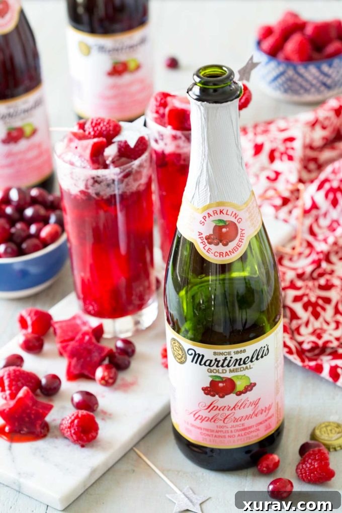 Matinellis is used in this cran apple raspberry sparkling brunch punch