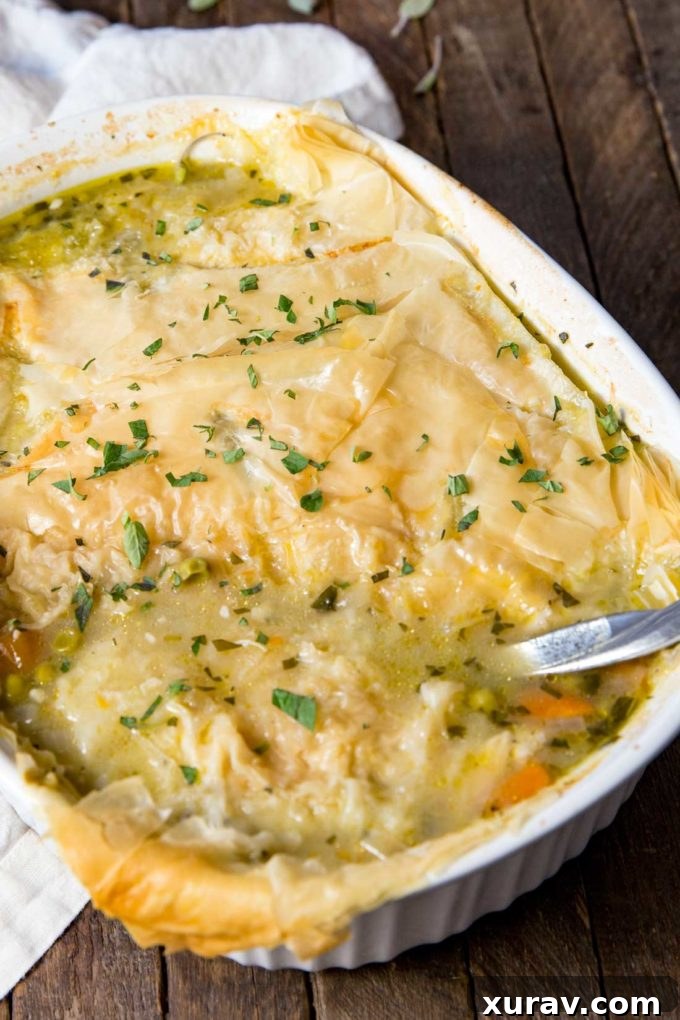 Lightened Up Chicken Pot Pie Lightened Up Chicken Pot Pie gives you all the flavors you love without the butter and cream