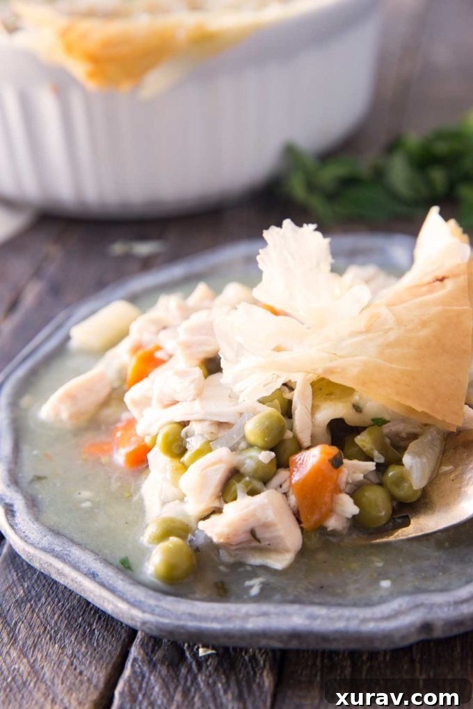 Lightened Up Chicken Pot Pie Hearty, delicious, and low calorie, this lightened up chicken pot pie has it all