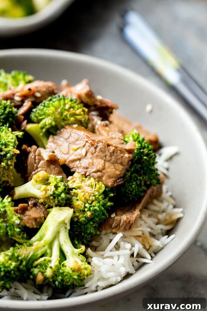 A bowl of beef and broccoli