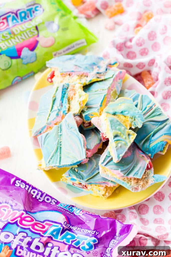 Easter Bark with a fun cookie and candy filled center - The best homemade Easter treat.