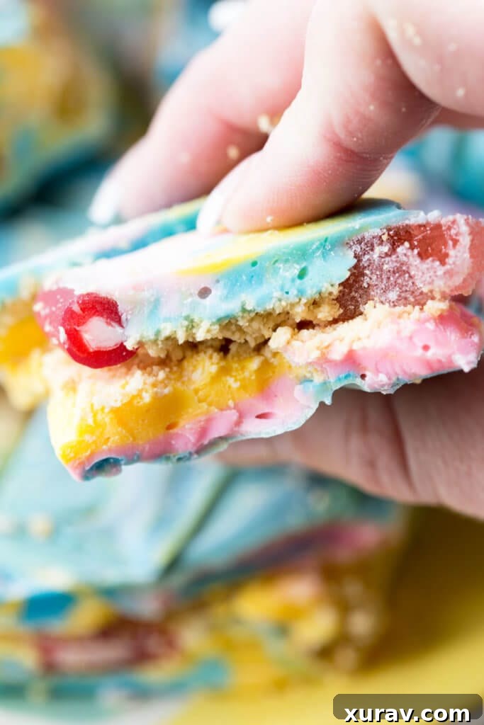 Delicious Easter bark stuffed with colorful SweeTARTS candies and cookies.