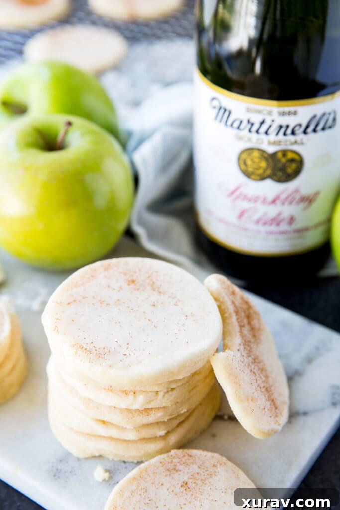 Martinelli's Apple Glazed Shortbread Cookies Delicious Apple Glazed Shortbread Cookies arranged on a cooling rack.
