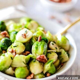 The best brussel sprout recipe with butter glazed and candied pecans added to this simple brussel sprout recipe