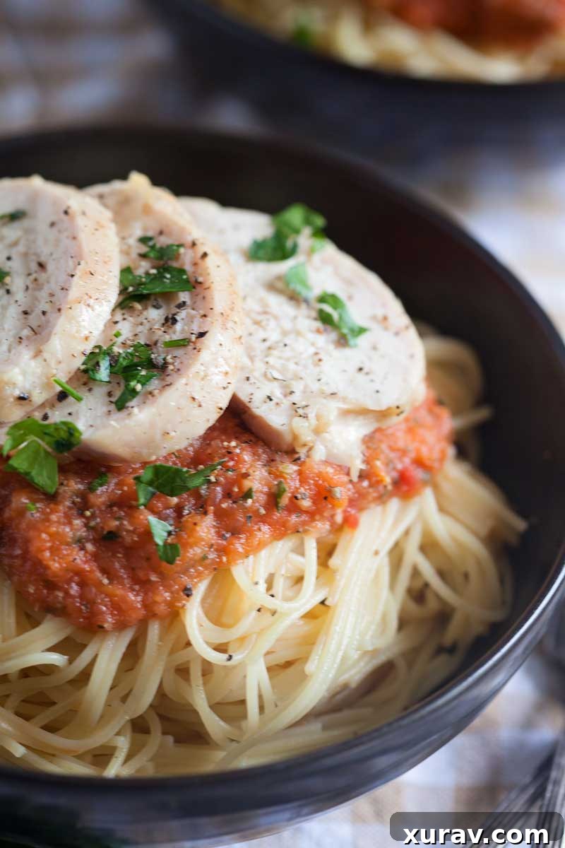 Delicious roast chicken with vibrant sheet pan tomato sauce, served hot