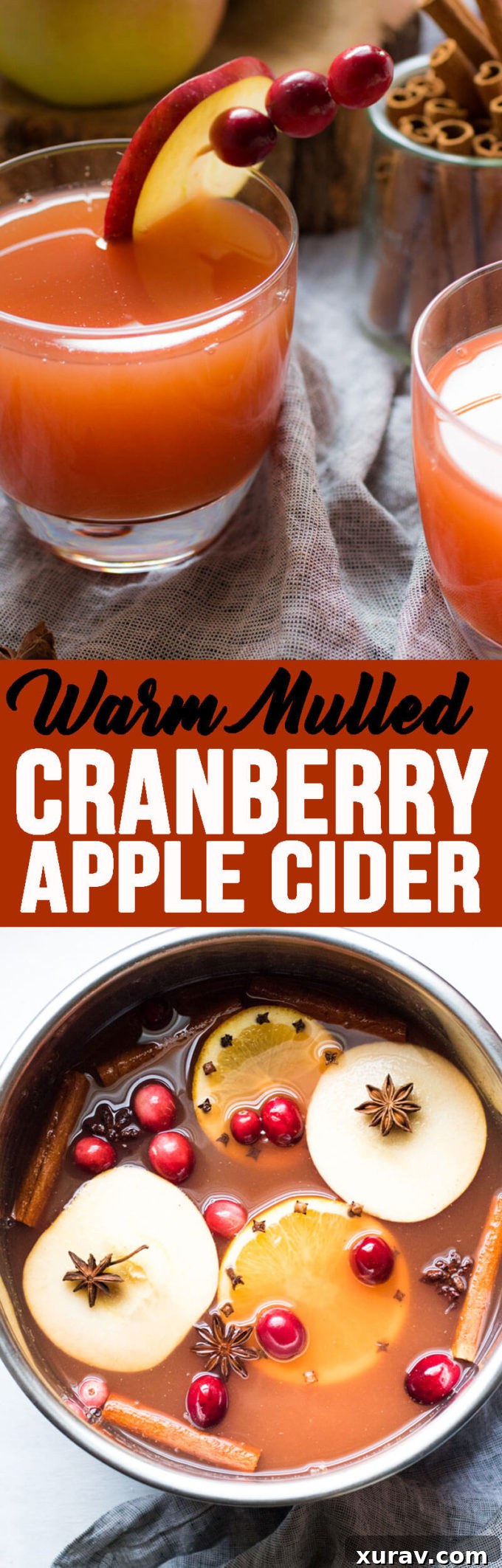Pin this Warm Mulled Cranberry Apple Cider recipe to your drink board on Pinterest!