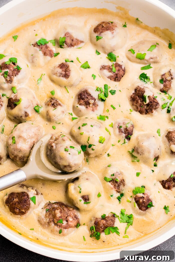 Homemade Swedish Meatballs Mouthwatering homemade Swedish Meatballs with rich, creamy gravy, served hot