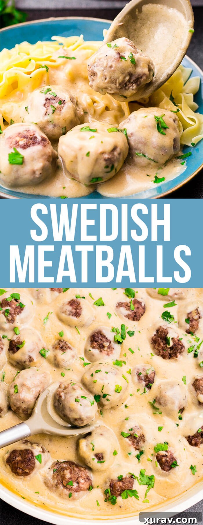 Swedish Meatballs Pinterest Pin Pinterest Pin featuring delicious Homemade Swedish Meatballs recipe