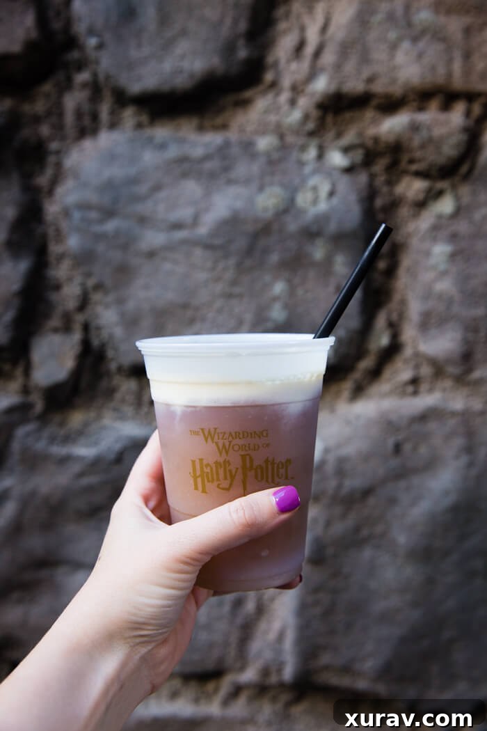 Maximize Your Magic: Top Tips for Universal Studios Hollywood's Wizarding World 8 A refreshing cup of frozen Butterbeer, topped with creamy foam, a quintessential treat at The Wizarding World of Harry Potter.