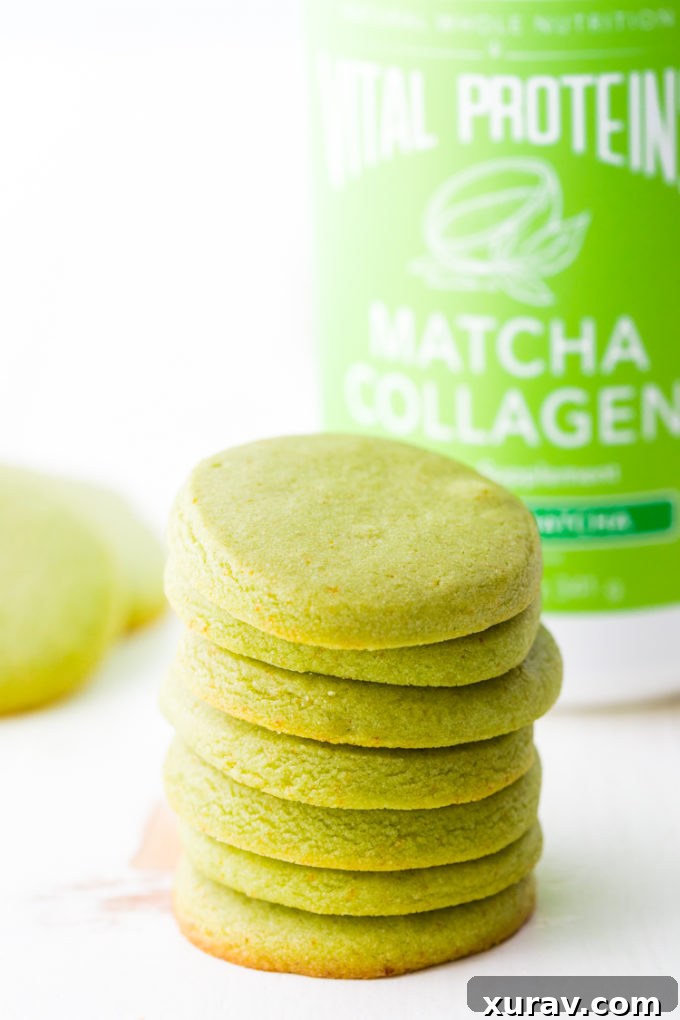 Easy to make Matcha Shortbread Cookies infused with vibrant matcha green tea and nourishing collagen. Crisp and buttery with a subtle earthy flavor.