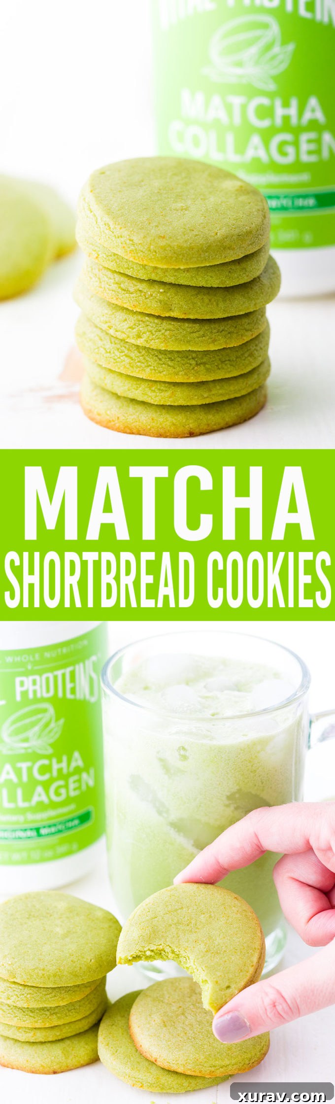 Easy to make Matcha Shortbread Cookies, packed with matcha collagen, and oh so tasty for a healthy indulgence.