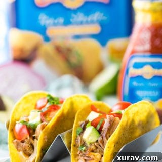 Delicious Slow Cooker Pork Carnitas Tacos, cooked in a crock pot