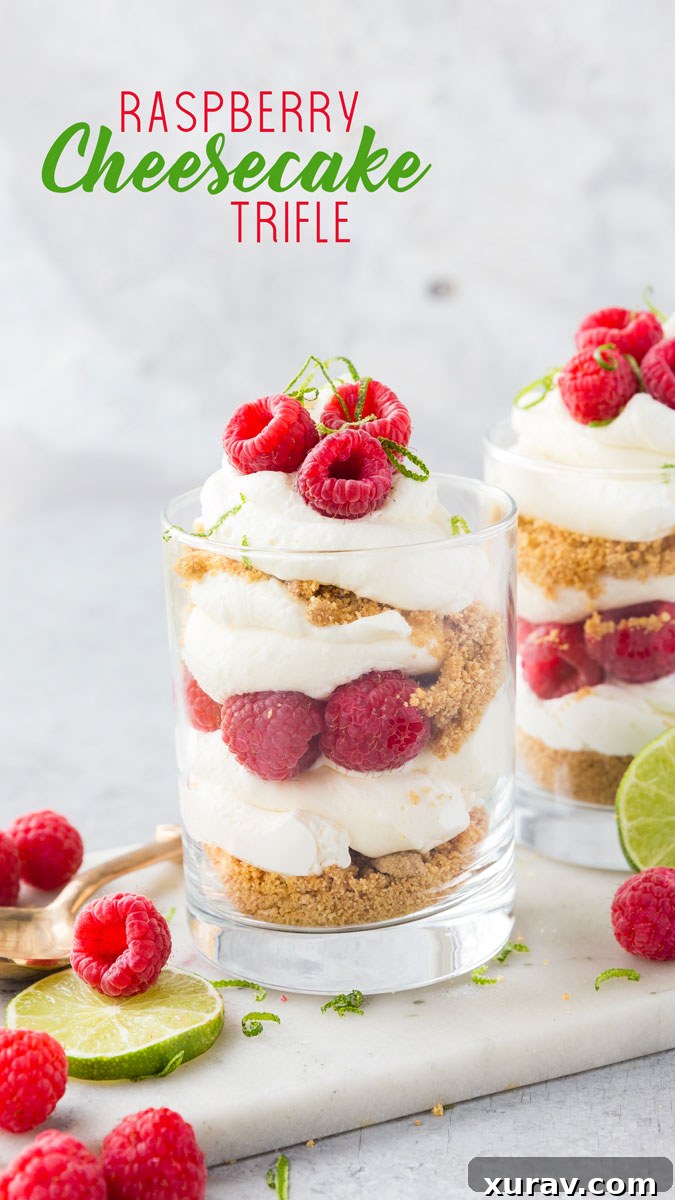 A delicious no bake summer dessert, raspberry cheesecake trifle