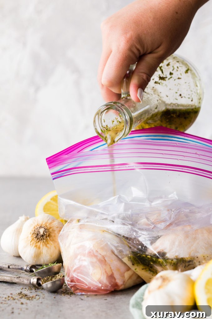 Greek Chicken Marinade, the perfect combination of garlic, lemon, and herbs for chicken