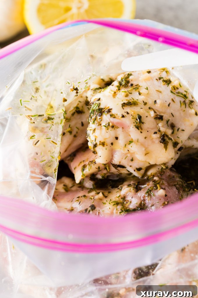 A bag of marinating chicken