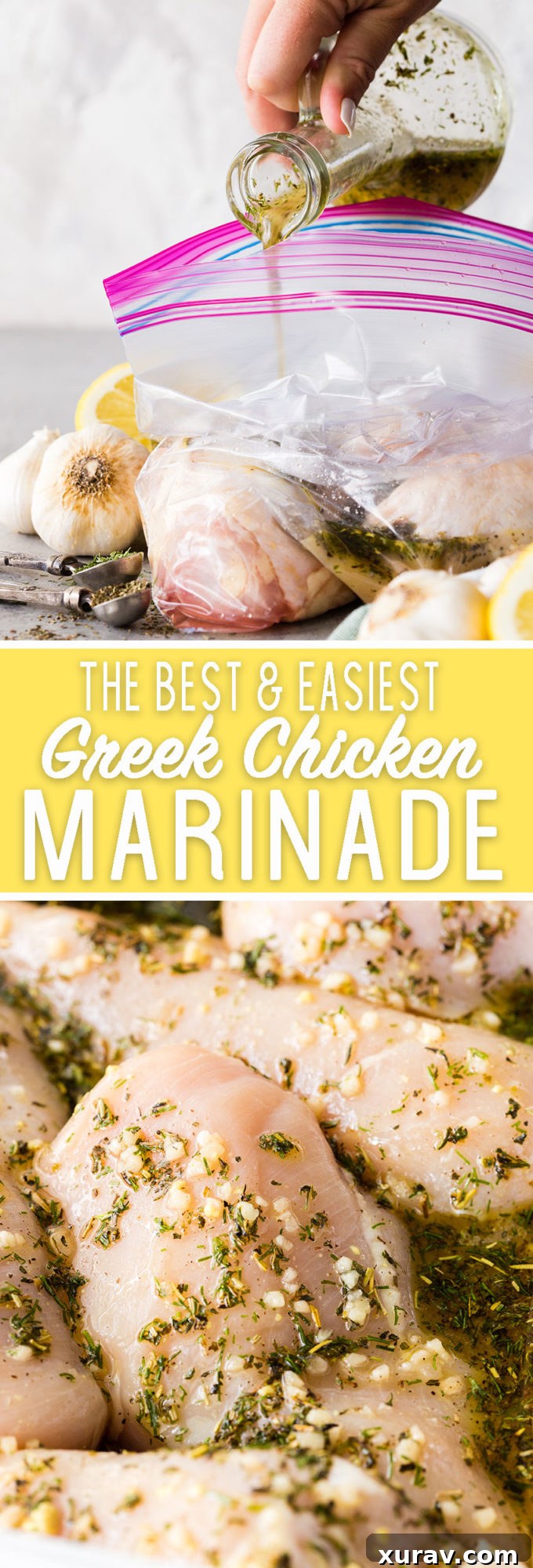 The easiest and best greek chicken marinade also doubles as a dressing! 