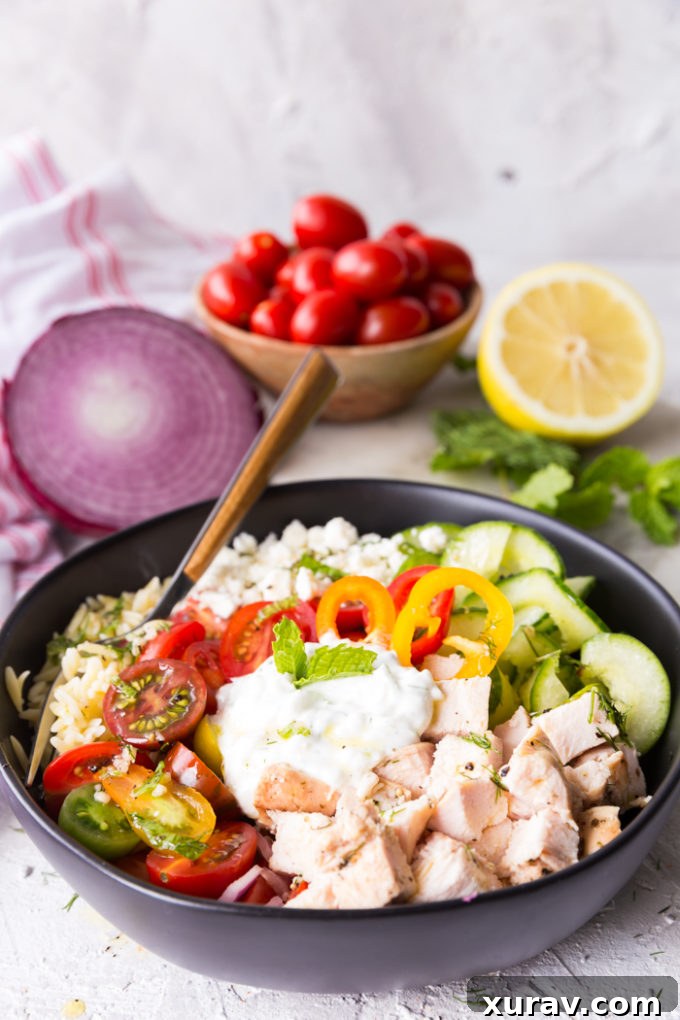 Amazing and healthy Greek Chicken Orzo Bowls for meal prep